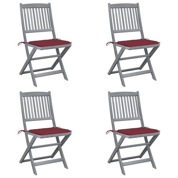 vidaXL Klappbare Gartenstühle 4 Stk. mit Kissen Massivholz Akazie