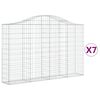 vidaXL Gabionen mit Hochbogen 7 Stk. 200x30x120/140cm Verzinktes Eisen