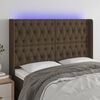 vidaXL LED Kopfteil Dunkelbraun 163x16x118/128 cm Stoff