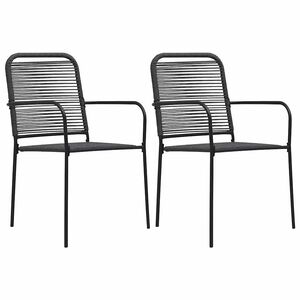 vidaXL Gartenst&uuml;hle 2 Stk. Baumwollseil und Stahl Schwarz