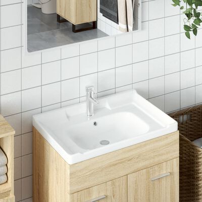 vidaXL Waschbecken Weiß 61x48x23 cm Rechteckig Keramik