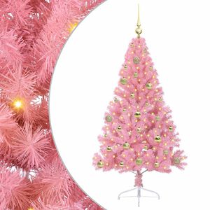vidaXL K&uuml;nstlicher vorbeleuchteter Weihnachtsbaum Rosa 150 cm PVC