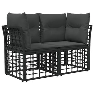 vidaXL Outdoor-Lounge 2 Stk. 2-Sitzanzahl Schwarz und Dunkelgrau