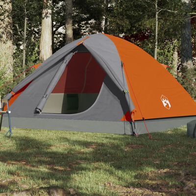 vidaXL Kuppel-Campingzelt 6 Personen Grau und Orange Wasserdicht