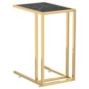 vidaXL Computer-Beistelltisch Schwarz Marmor 50x35x65 cm Hartglas