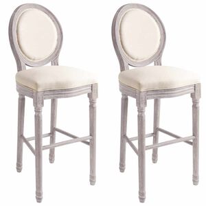 vidaXL Barhocker 2 Stk. Wei&szlig; Leinen
