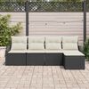 vidaXL Sofa Set mit Kissen 5 pcs Schwarz und Creme Poly-Rattan