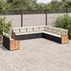 vidaXL 11-tlg. Garten-Sofagarnitur mit Kissen Schwarz Poly Rattan