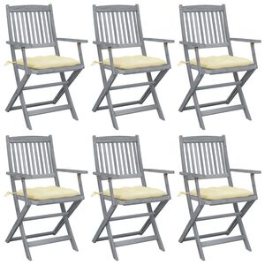 vidaXL Klappbare Gartenst&uuml;hle 6 Stk. mit Kissen Massivholz Akazie