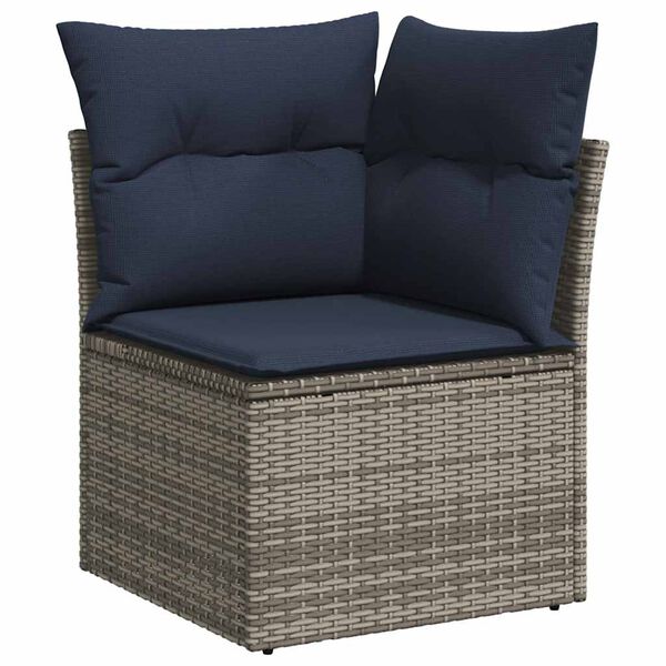 vidaXL 7-tlg. Garten-Sofagarnitur mit Kissen Schwarz Poly Rattan