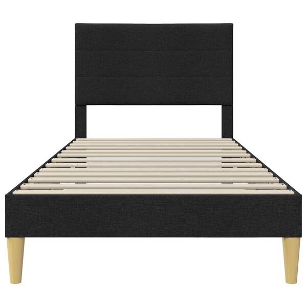 vidaXL Bettrahmen mit Kopfteil Schwarz 90 x 190 cm Stoff