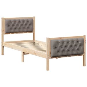 vidaXL Bettrahmen mit Kopfteil Taupe 75 x 190 cm Massives Kiefernholz