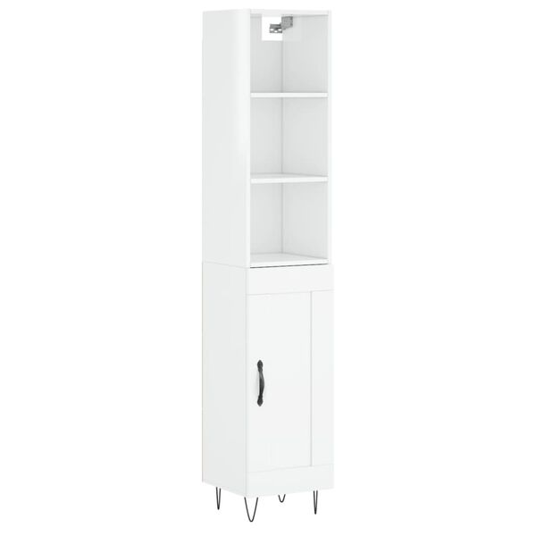 vidaXL Highboard Hochglanz-Wei&szlig; 34,5x34x180 cm Holzwerkstoff