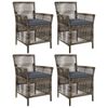 vidaXL Gartenstuhl 4 stk. Grau und Dunkelgrau Poly-Rattan