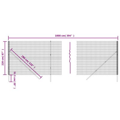 vidaXL Maschendrahtzaun Anthrazit 2,2x10 m Verzinkter Stahl