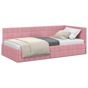 vidaXL Eckbettgestell Rosa 90 x 190 cm Samt