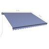 vidaXL Markise Manuell Einziehbar mit LED 400x300 cm Blau & Wei&szlig;