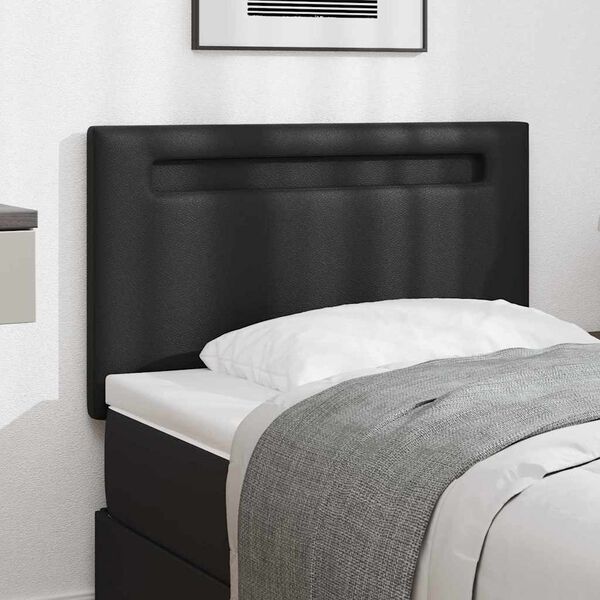 vidaXL LED Kopfteil Schwarz 90 cm Kunstleder