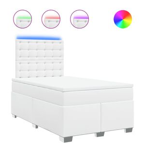 vidaXL Boxspringbett mit Matratze Wei&szlig; 120x200 cm Kunstleder