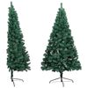 vidaXL K&uuml;nstlicher Halb-Weihnachtsbaum Beleuchtung Kugeln Gr&uuml;n 120 cm