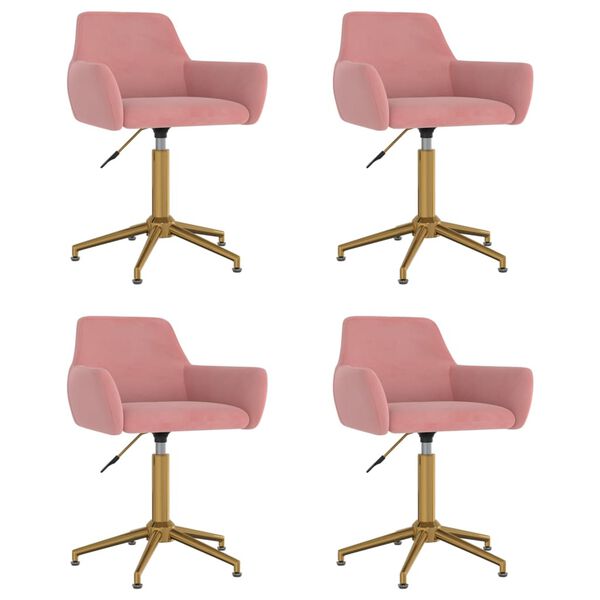 vidaXL Esszimmerst&uuml;hle 4 Stk. Drehbar Rosa Samt