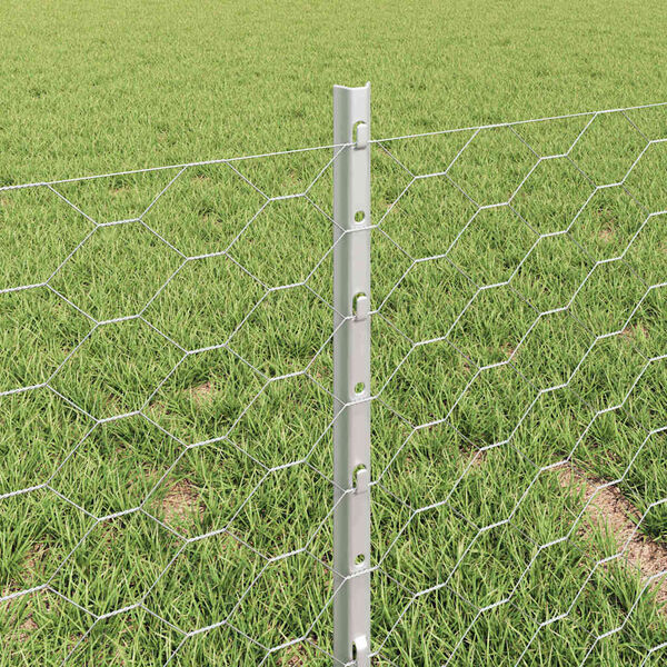 vidaXL Zaun mit Pfosten Silber 0,4 x 25 m Stahl