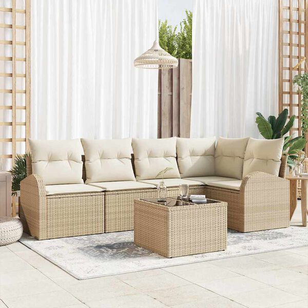 vidaXL Sofa Set mit Kissen Beige Polyester