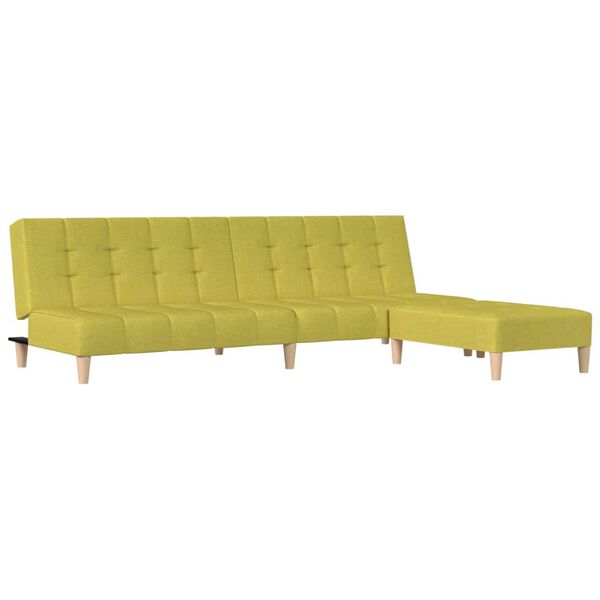 vidaXL Schlafsofa 2-Sitzer mit Fu&szlig;hocker Gr&uuml;n Stoff