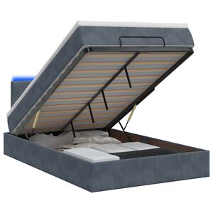 vidaXL Ottoman-Bett mit Matratze und LED Dunkelgrau 120 x 200 cm Samt