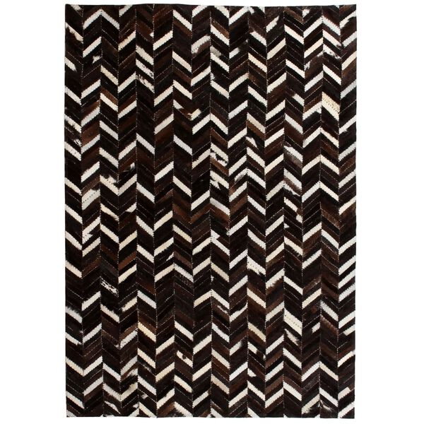 vidaXL Teppich Echtes Leder Patchwork 80 x 150 cm Schwarz Wei&szlig;