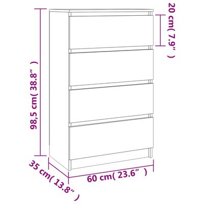 vidaXL Sideboard Sonoma-Eiche 60x35x98,5 cm Holzwerkstoff