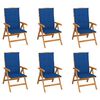 vidaXL Verstellbare Gartenst&uuml;hle mit Auflagen 6 Stk. Massivholz Teak