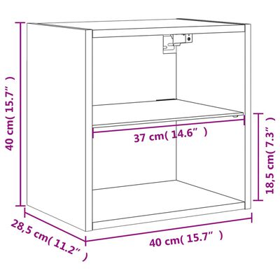 vidaXL Wand-Nachttische mit LED-Leuchten 2 Stk. Grau Sonoma