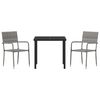 vidaXL Garten Essgruppe mit Kissen 3 pcs Grau Poly-Rattan