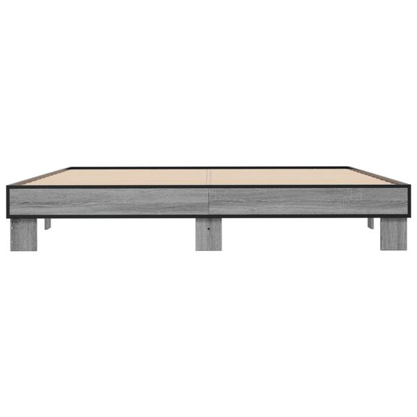 vidaXL Bettgestell Grau Sonoma 200x200 cm Holzwerkstoff und Metall