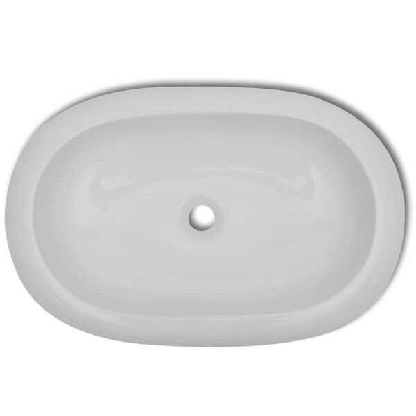 Keramik Waschtisch Waschbecken Oval Wei&szlig; 63 x 42 cm