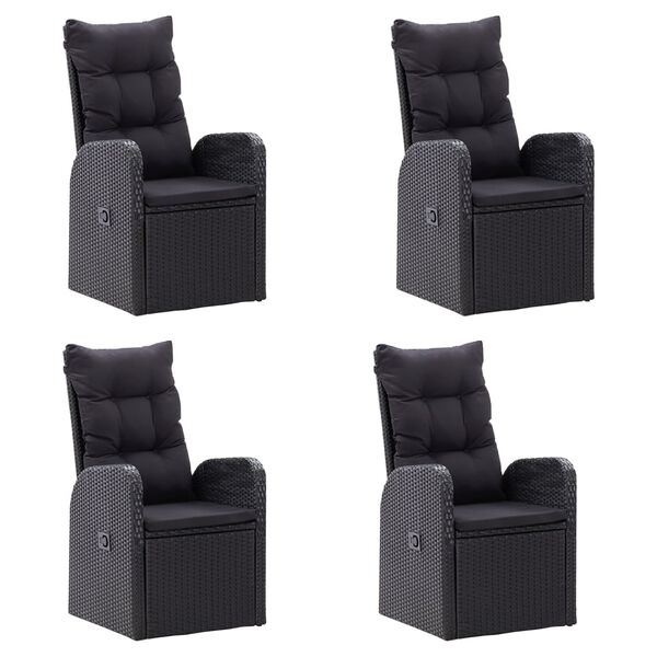 vidaXL 5-tlg. Garten-Essgruppe mit Kissen Poly Rattan Schwarz