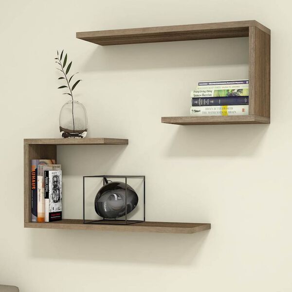 Homemania Wandregal-Set J2 60x20x27 cm Walnuss
