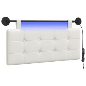 vidaXL H&auml;ngendes Kopfteil Mit LED Licht Wei&szlig; Kunstleder