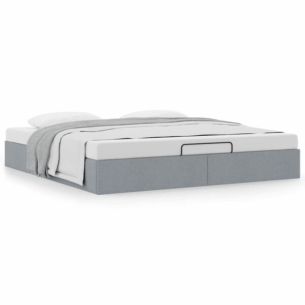 vidaXL Ottoman-Bett ohne Matratze Hellgrau 180x200 cm Stoff