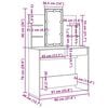 vidaXL Schminktisch mit LED-Leuchten Räuchereiche 96x40x142 cm