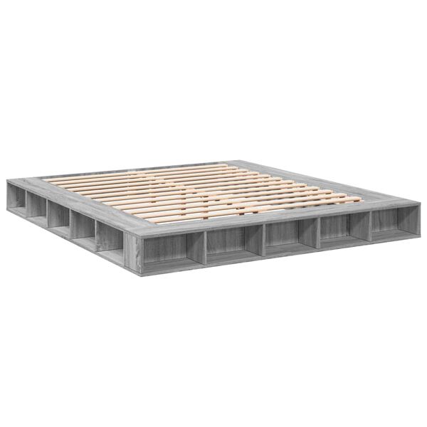 vidaXL Bettgestell Grau Sonoma 180x200 cm Holzwerkstoff