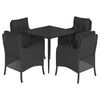 vidaXL 5-tlg. Garten-Essgruppe mit Kissen Schwarz Poly Rattan