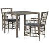 vidaXL Outdoor-Essgruppe 3 stk. Grau Poly-Rattan