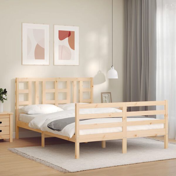 vidaXL Massivholzbett mit Kopfteil