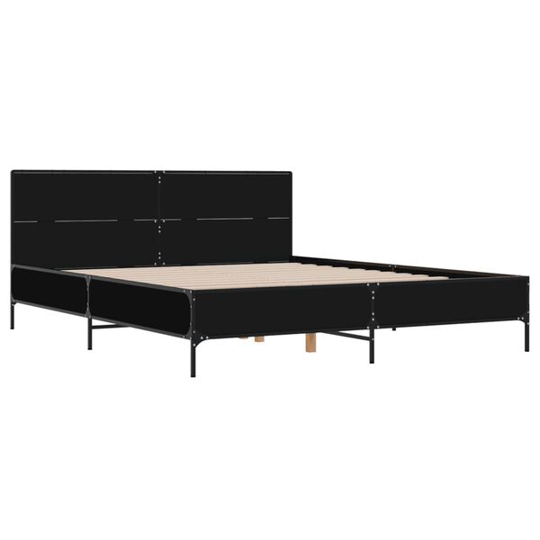 vidaXL Bettgestell Schwarz 140x200 cm Holzwerkstoff und Metall