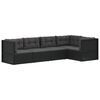 vidaXL 5-tlg. Garten-Lounge-Set mit Kissen Schwarz Poly Rattan