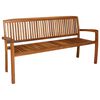 vidaXL Gartenbank 3-Sitzer Stapelbar 159 cm Massivholz Teak