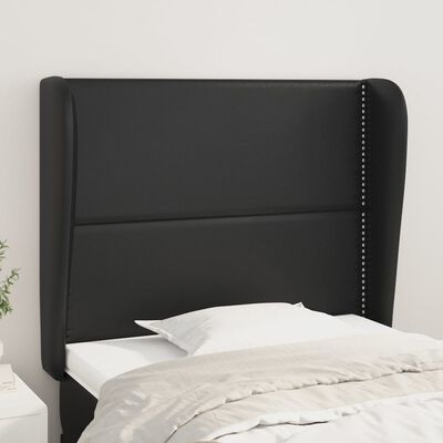 vidaXL Kopfteil mit Ohren Schwarz 83x23x118/128 cm Kunstleder