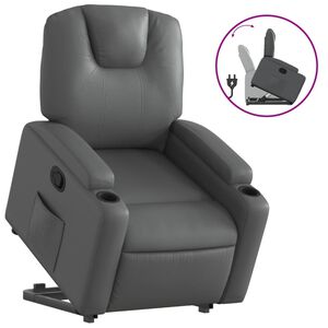 vidaXL Relaxsessel mit Aufstehhilfe Grau Kunstleder